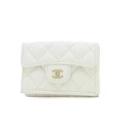 Pre-owned Leather wallets Chanel Vintage , White , Dames