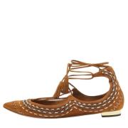 Pre-owned Suede flats Aquazzura Pre-owned , Brown , Dames