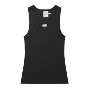 Geborduurd Logo Zwarte Top Munthe , Black , Dames