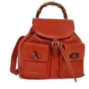 Pre-owned Leather backpacks Gucci Vintage , Orange , Dames