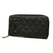 Pre-owned Leather wallets Chanel Vintage , Black , Dames