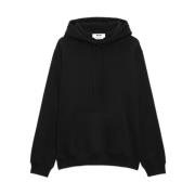 Katoenen hoodie met logo Msgm , Black , Heren