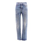 Hoge Taille Slim Katoenen Jeans Saint Laurent , Blue , Dames