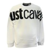 Zwarte Katoenen Sweatshirt met Voorlogo Just Cavalli , White , Heren