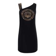 Zwarte one-shoulder jurk met voorlogo Just Cavalli , Black , Dames