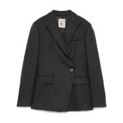 Grijze Wollen Blend Blazer Semicouture , Gray , Dames