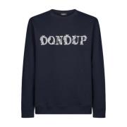 Logo Print Katoenen Trui Dondup , Blue , Heren