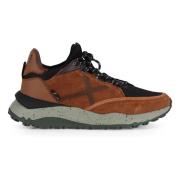 Leren en stoffen sneakers Munich , Brown , Heren