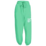 Stijlvolle Sweatpants met Logoprint Charles Design , Green , Dames