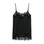 Zwarte Top met Bloemenkant Ermanno Scervino , Black , Dames