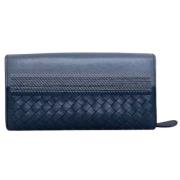 Pre-owned Leather wallets Bottega Veneta Vintage , Blue , Dames