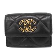 Pre-owned Leather wallets Chanel Vintage , Black , Dames