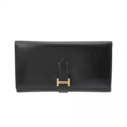 Pre-owned Leather wallets Hermès Vintage , Black , Dames