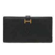 Pre-owned Leather wallets Hermès Vintage , Black , Dames