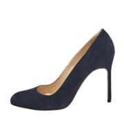 Pre-owned Suede heels Manolo Blahnik Pre-owned , Blue , Dames