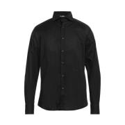 Geborduurd Katoenen Overhemd Regular Fit Aquascutum , Black , Heren