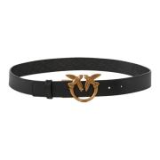 Love Berry Monogram Leren Riem Zwart Pinko , Black , Dames