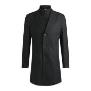 Slim Fit Zwarte Jas met Afneembare Voering Boss , Black , Heren