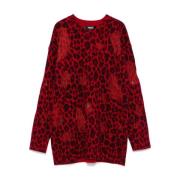 Luipaardprint Gebreide Trui Versace , Red , Dames