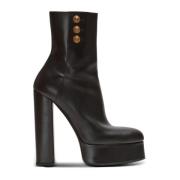 Bruine leren laarzen Balmain , Black , Dames