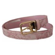 Roze Jacquard Geborduurde Riem met Gouden Gesp Dolce & Gabbana , Pink ...