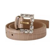 Beige Lederen Kristallen Gesp Riem Dolce & Gabbana , Beige , Dames