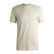 Ripstop Katoenen T-shirt met Gladde Inzetstukken Hugo Boss , White , H...