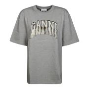 Fringe Schouder T-shirt Ganni , Gray , Dames