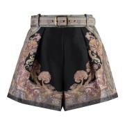 Zijden shorts met illustratieprint Zimmermann , Multicolor , Dames