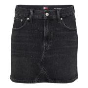 Zwarte Denim Minirok met Strass Details Tommy Hilfiger , Black , Dames