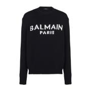 Zwart Logo Gebreide Trui Balmain , Black , Heren