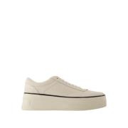 Witte Leren Lage Sneakers Jil Sander , Beige , Heren