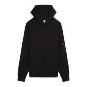 Zwarte fleece hoodie C.p. Company , Black , Heren