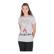 Lichtgrijs Katoenen T-Shirt Love Moschino , Gray , Dames