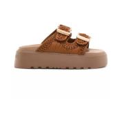 Platform Slippers Casadei , Brown , Dames