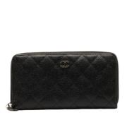 Pre-owned Leather wallets Chanel Vintage , Black , Dames