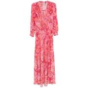 Magenta Paisley Zijden Maxi Jurk Rixo , Pink , Dames