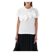 Witte Dubbele Strik Applicatie T-Shirt Comme des Garçons , White , Dam...