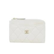 Pre-owned Leather wallets Chanel Vintage , White , Dames