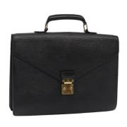 Pre-owned Leather briefcases Louis Vuitton Vintage , Black , Dames