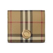 Beige Portemonnee met Vintage Check Patroon Burberry , Beige , Dames