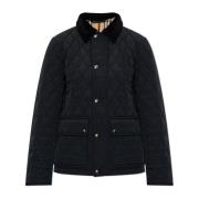 Gewatteerde jas met corduroy kraag Burberry , Black , Dames