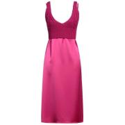 Mouwloze Midi Jurk met Gebreide Top Pinko , Pink , Dames