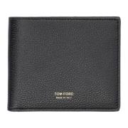 Grainy Leren Bifold Portemonnee Tom Ford , Black , Heren