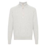 Luxe Wol Kasjmier Half-Zip Trui Tom Ford , Gray , Heren