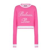 Roze Gebreide Logo Trui Balmain , Pink , Dames