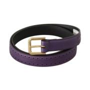 Paars Leren Gouden Logo Riem Dolce & Gabbana , Purple , Dames