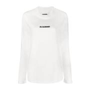 Logo Print Katoenen T-shirts en Polos Jil Sander , White , Dames