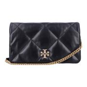 Zwarte Diamantquilted Kettingportemonnee Tory Burch , Black , Dames