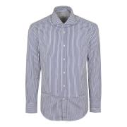 Blauw Klassiek Katoenen Shirt Herenstijl Brunello Cucinelli , Blue , H...